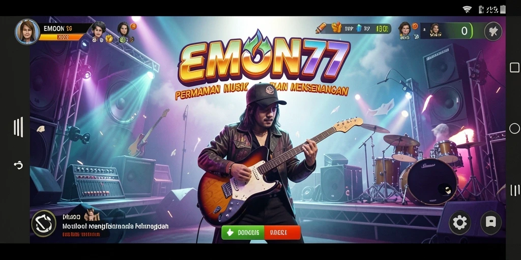 Screenshot gameplay EMON77 yang menunjukkan keseruan permainan musik.