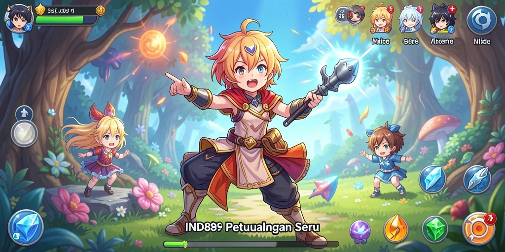Tampilan gameplay menarik dengan karakter anime yang unik.