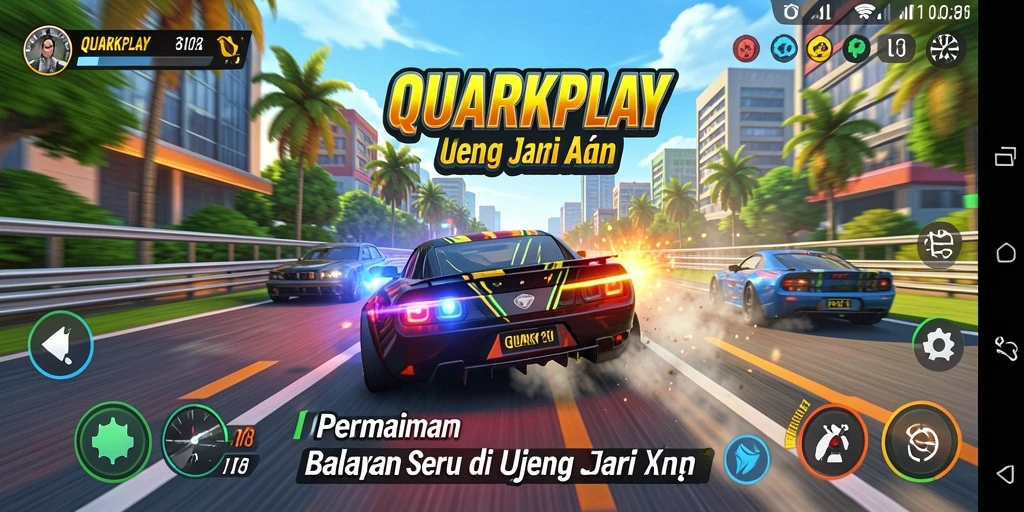 Tampilan gameplay Racing yang mendebarkan di QUARKPLAY.