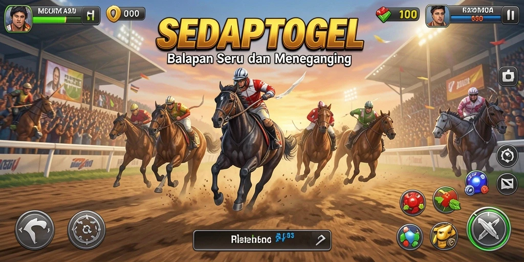 Screenshot gameplay SEDAPTOGEL menampilkan aksi balapan yang mendebarkan.