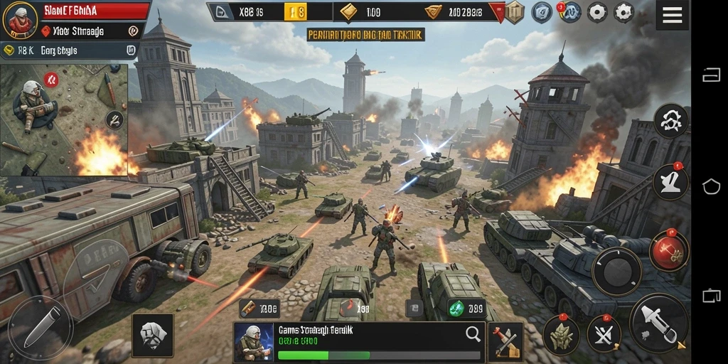 Tampilan gameplay menarik di X88 dengan berbagai unit strategi.
